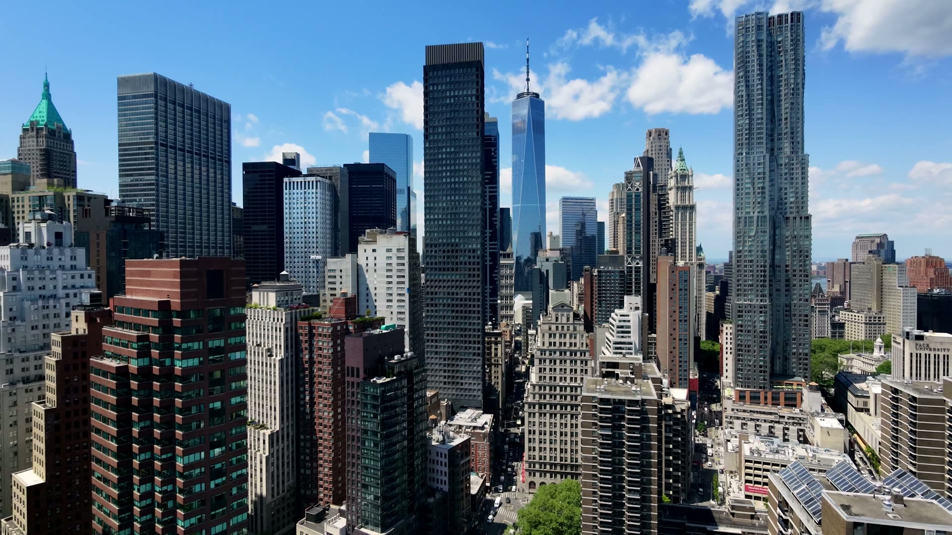 New York skyline at the opening of the INITIUM OS film